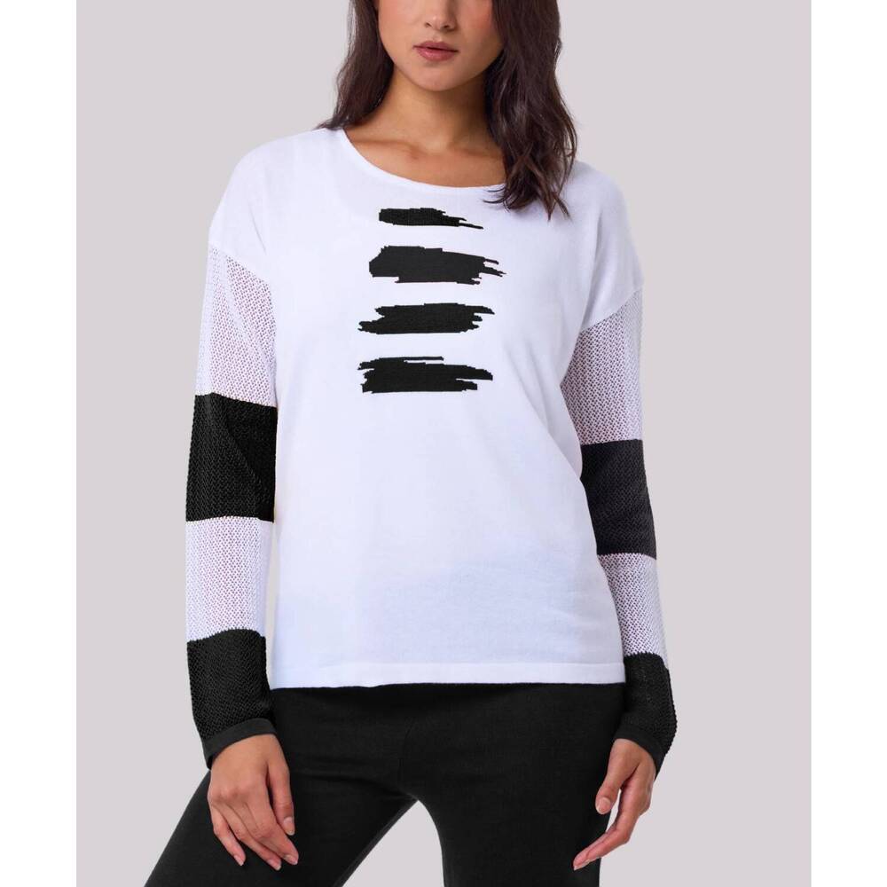 NEW ANGEL APPAREL crochet long sleeves top in white/black